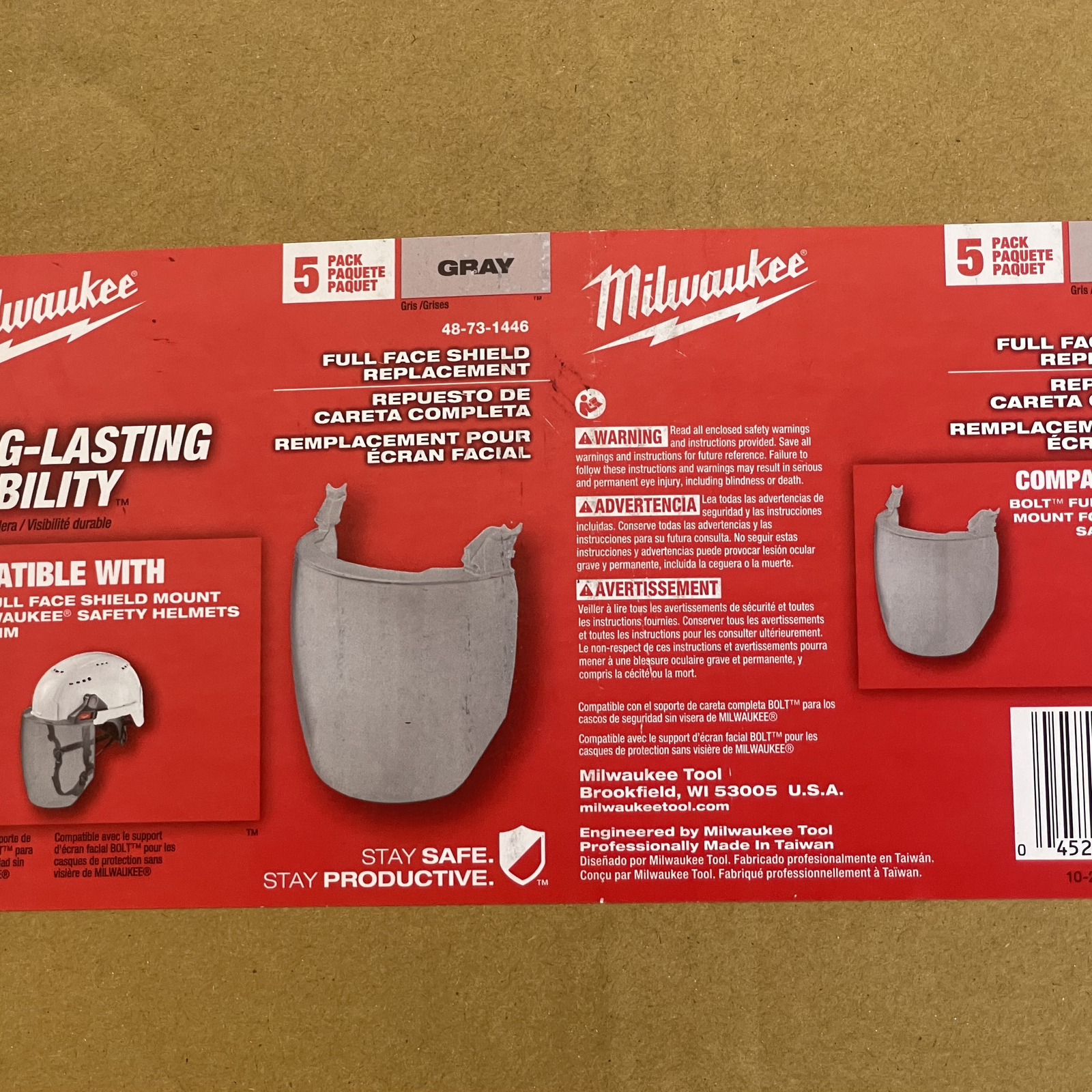 Milwaukee Tool 48-73-1446 Gray Full Face Shield Replacement For Helmet 10 Pc