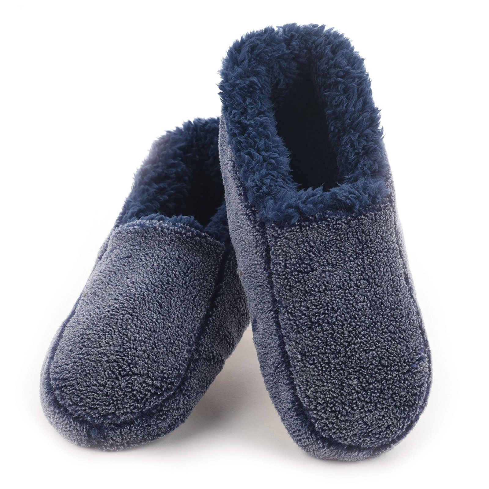 Mens Two Tone Fleece Lined Slippers - Comfortable Slippers for Men - Navy - M...