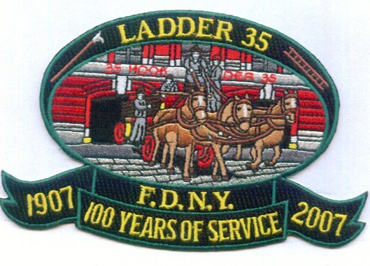 New York City FDNY  Ladder - 35 "100 Years", NY (5" x 3.25" size) fire patch