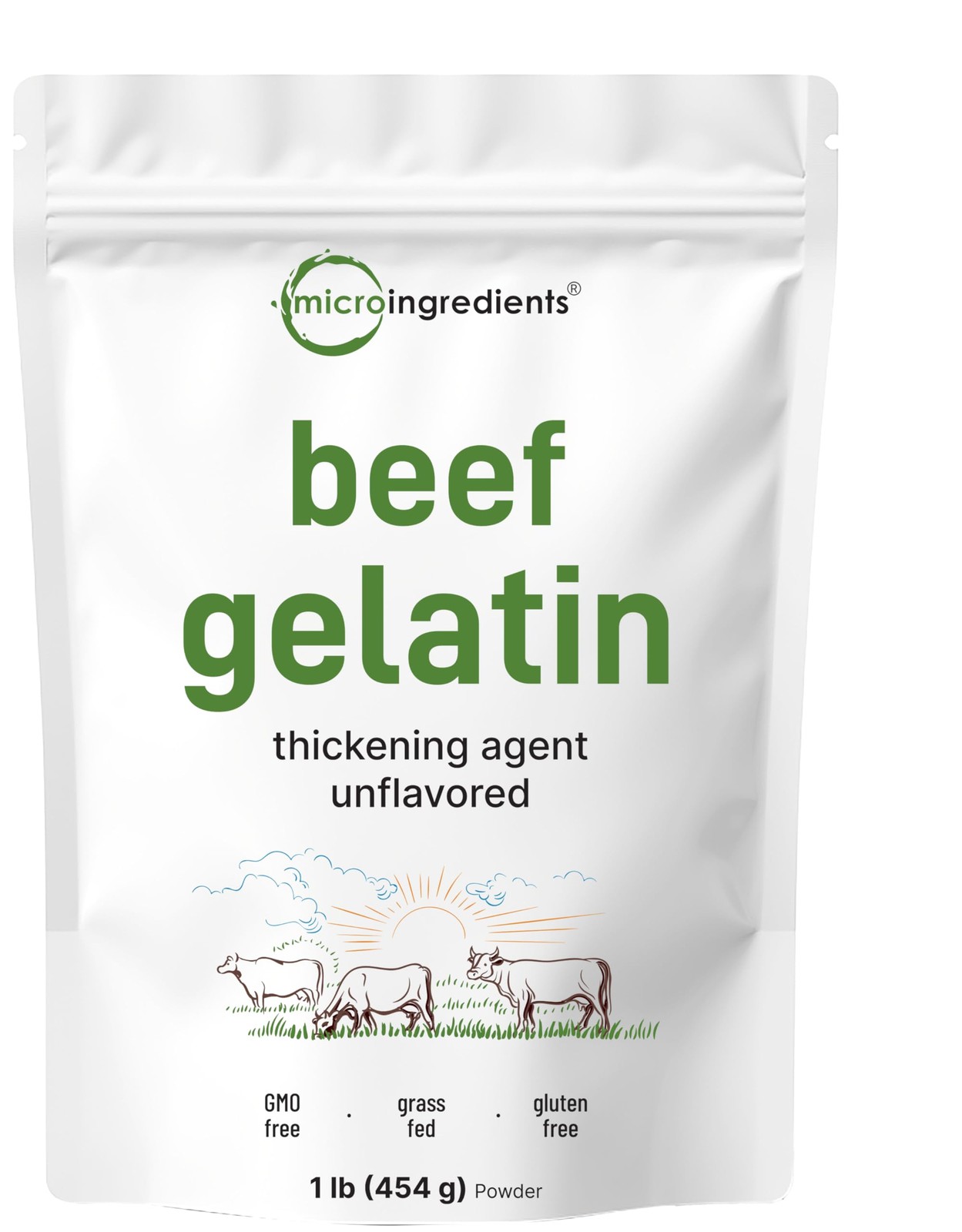 Beef Gelatin Powder, 1lb | Premium Source from Grass-Fed & Pasture Raised Beef |