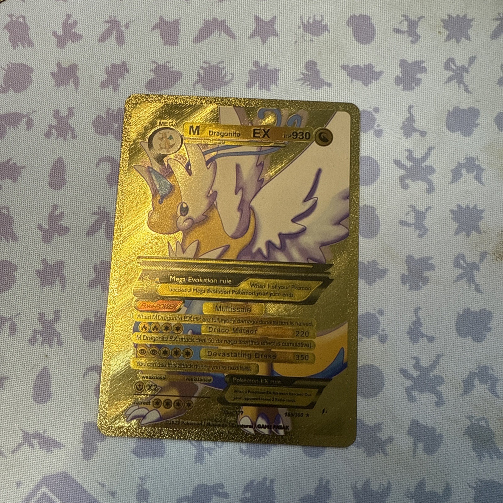 M Dragonite EX Multissale Hp930 Gold Foil Fan Art Display Card NM