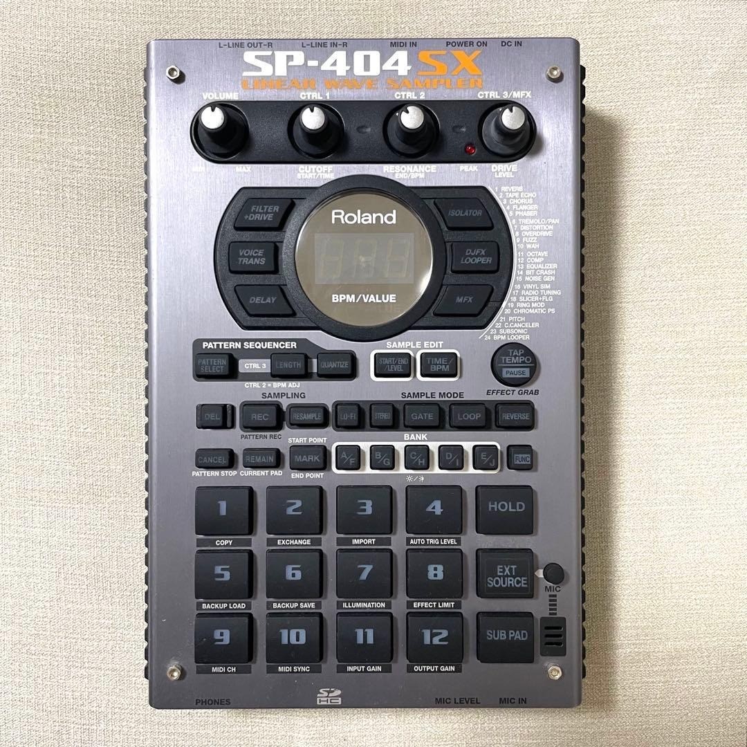 Roland SP-404SX Linear Wave Sampler w/ SP-404 Faceplate AC Adapter Box Tested