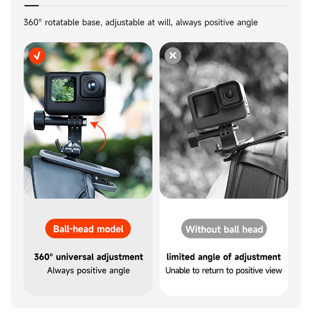 360° Universal Magnetic Backpack Clip Clamp Mobile Mount for Action Camera