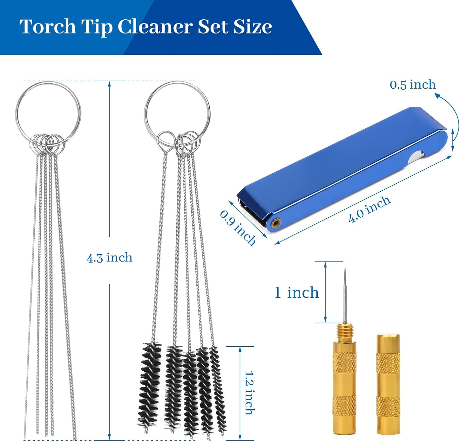 4 PCS Torch Tip Cleaner Set, 5 Cleaning Brushes and 1 Scraping Needle