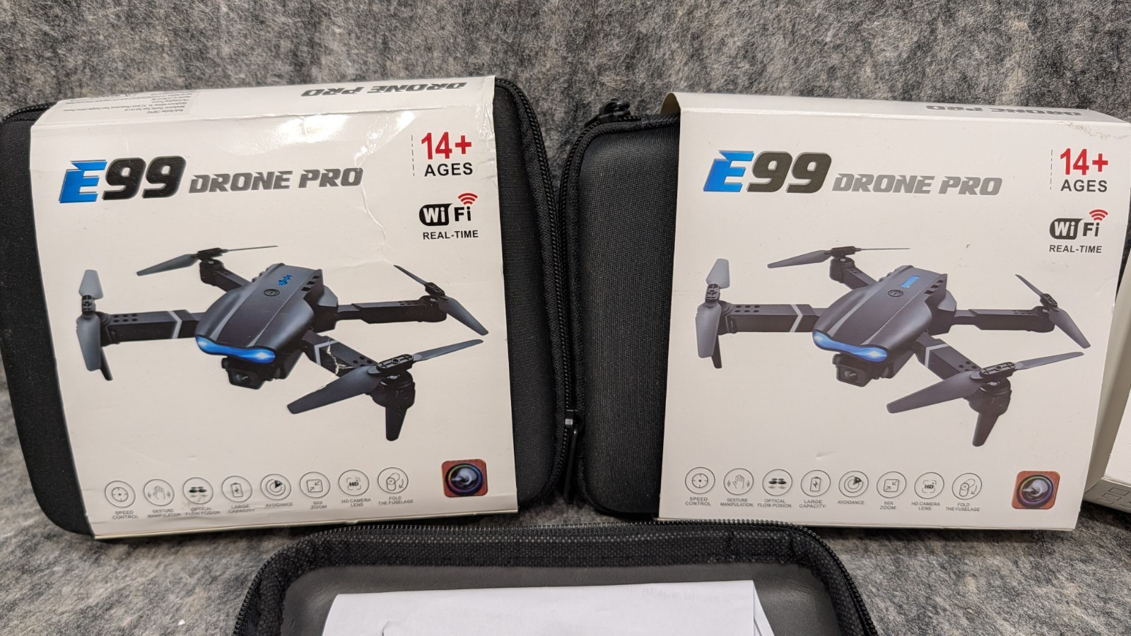 3 x E99 Pro 2026 Drone Dual Camera 2 USB Rechargeable Batteries Wi-Fi Enabled