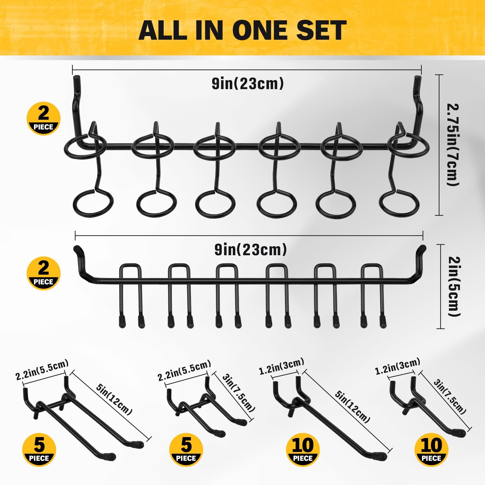 ELEAD 286-Piece Extra Thick Pegboard Hooks Set, Black