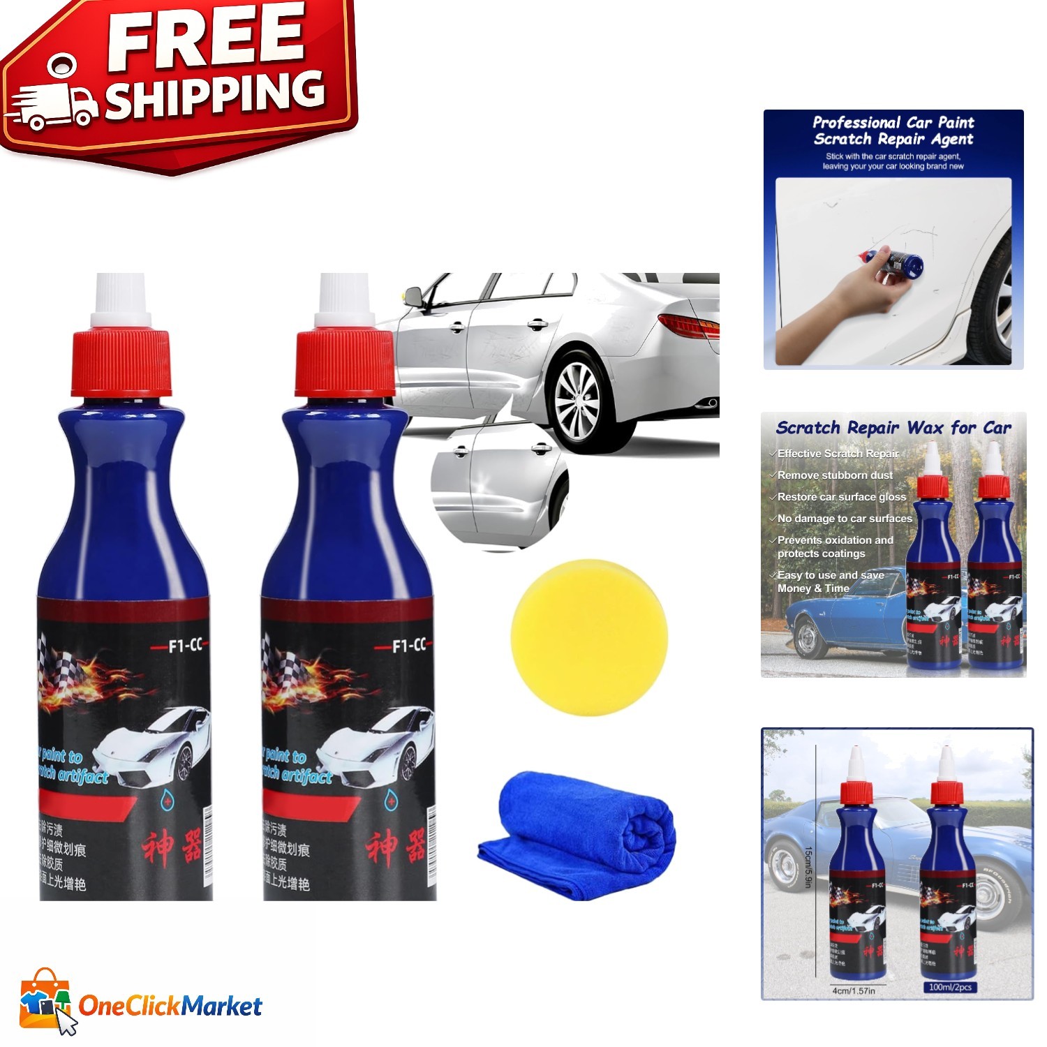 2 PCS Ultimate Car Paint Restorer & Scratch Remover – Easy DIY for Beautiful ...