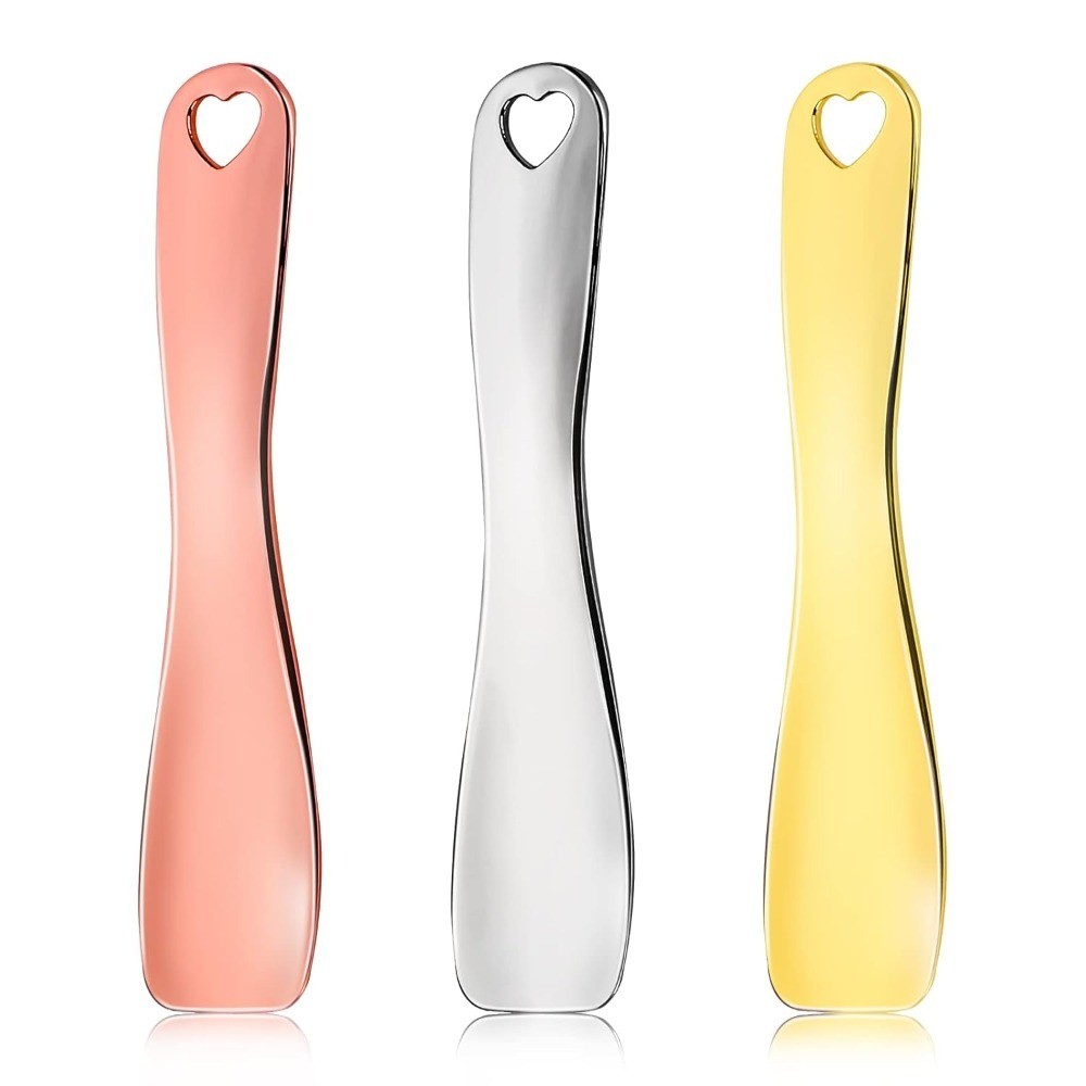 3 PCS Metal Cosmetic Spatula Spoon Skincare Applicator Mini Facial Cream Mask