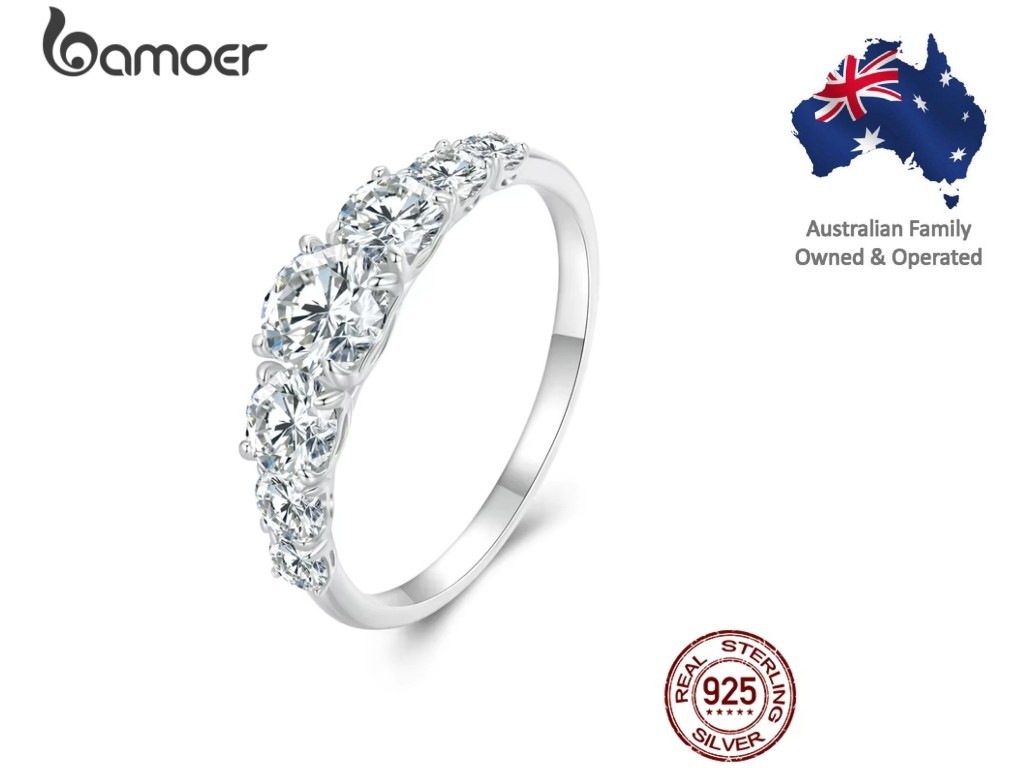 Bamoer D Color VVS1 EX Moissanite Delicate Lab Diamond Ring 925 Sterling Silver