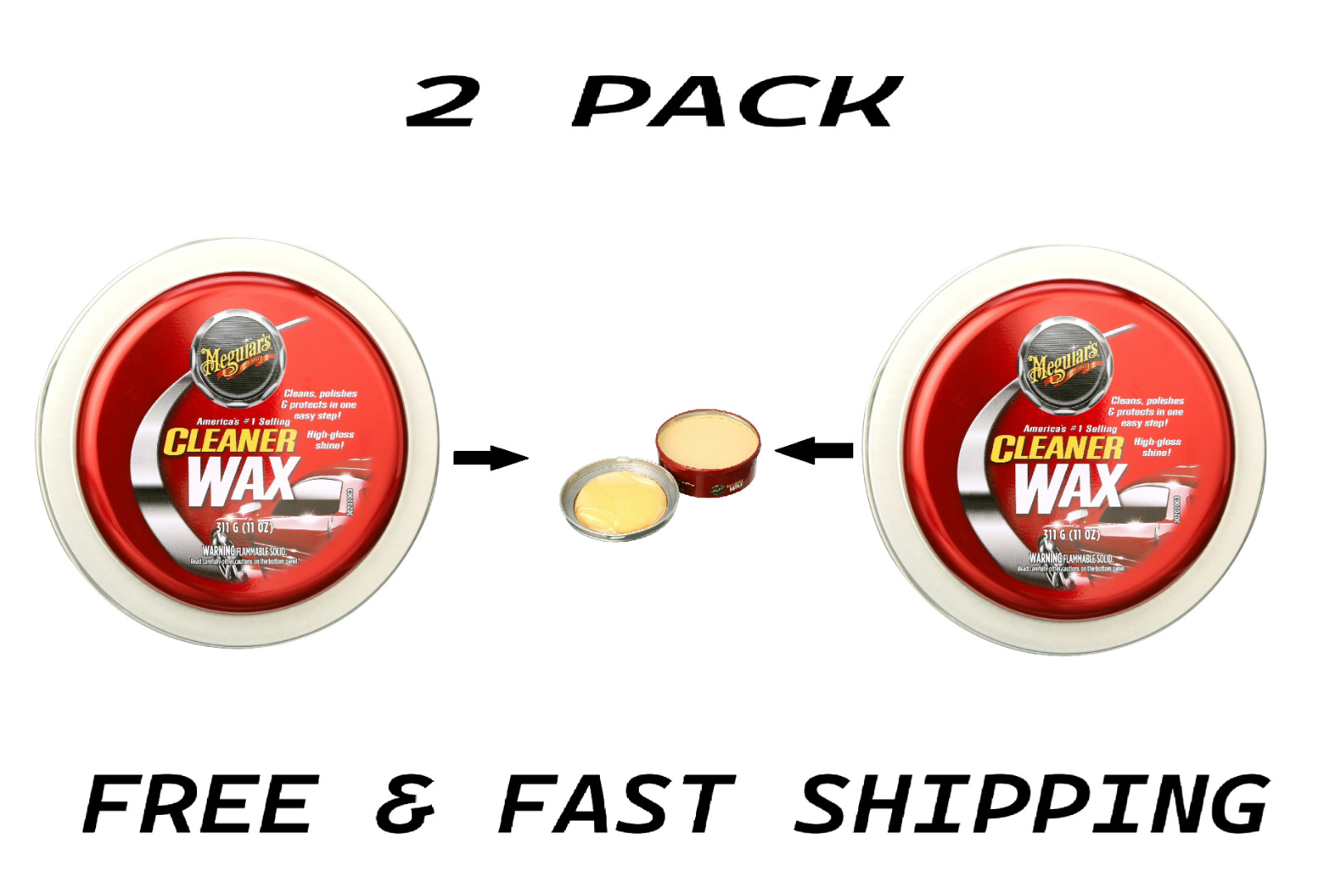 (2 pack) Meguiar's Cleaner Wax, Paste Wax Cleans Shines and Protect A1214, 11 oz