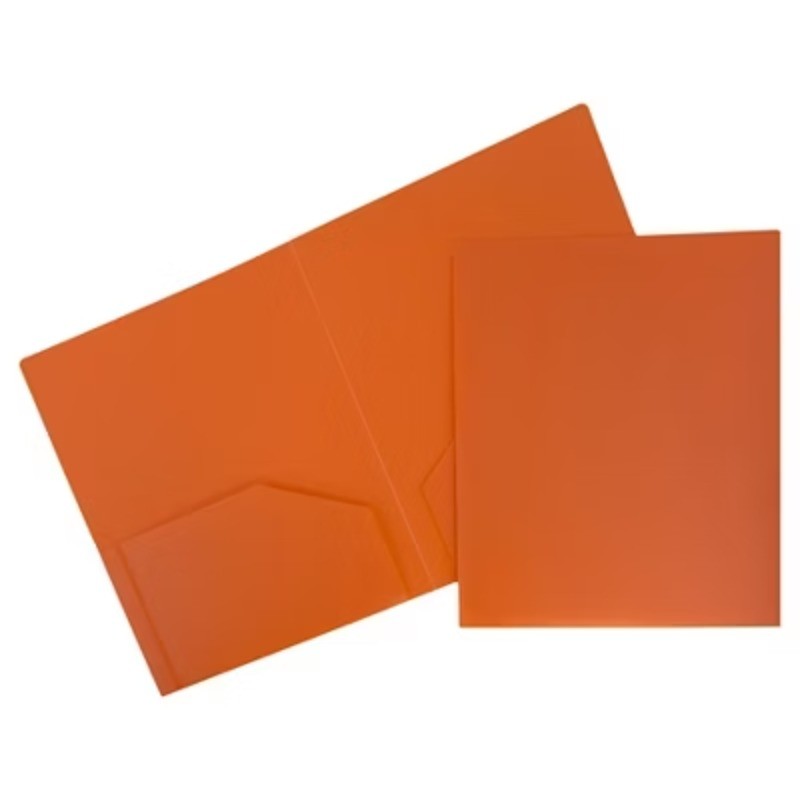 6pk 2 Pocket Heavy Duty Plastic Folders - Orange