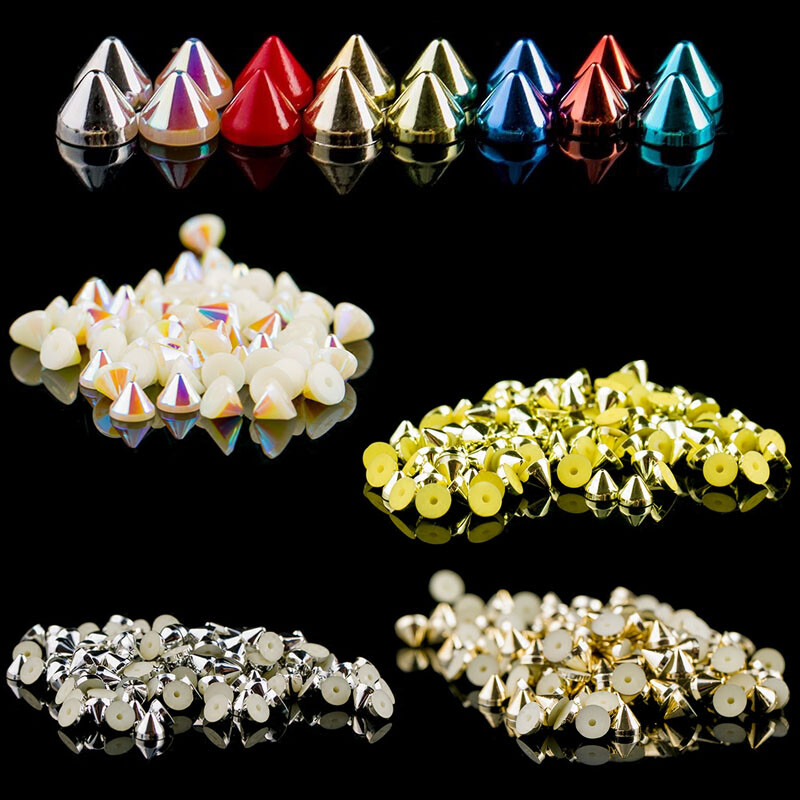 6mm*5mm Colours Plastic Punk Cone Spikes Rivet Bullet Screw For Leathercraft DIY