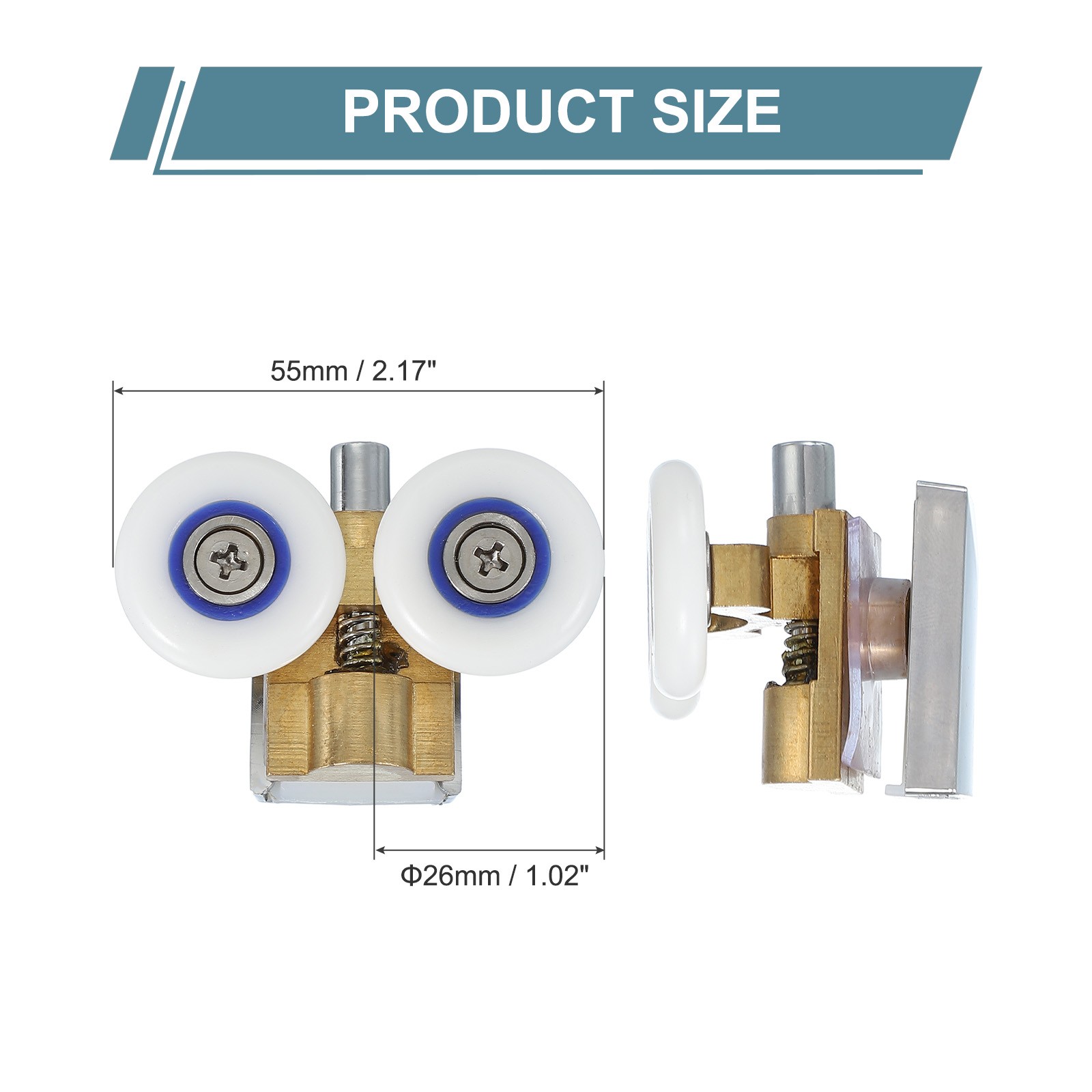 26mm Double Shower Door Rollers Copper Bottom Wheels Copper Tone]