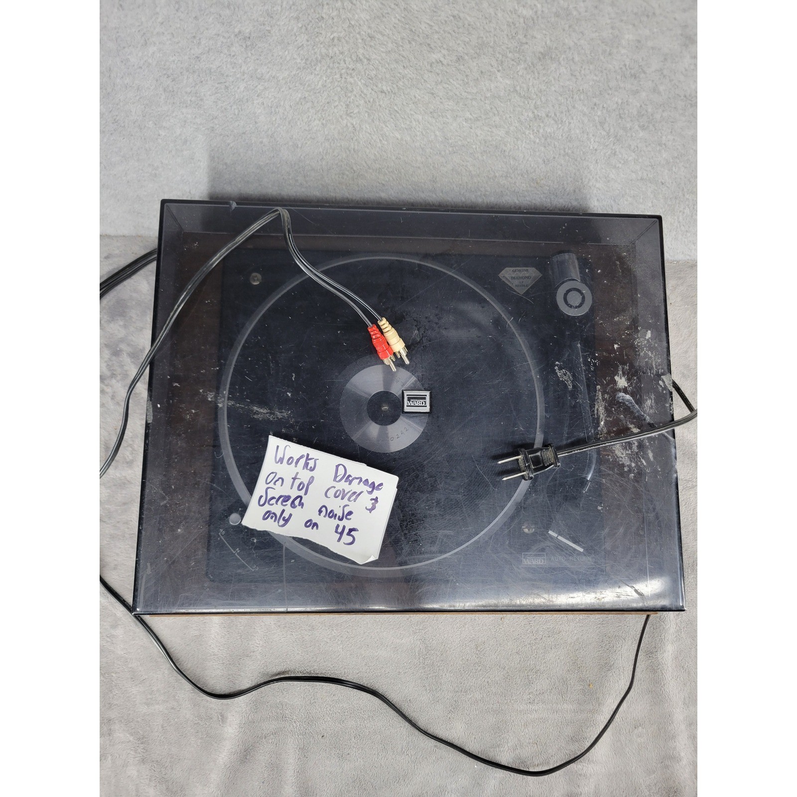 Montgomery Ward Vintage Auto Return Turntable Record Player Wood Grain Gen-7042A