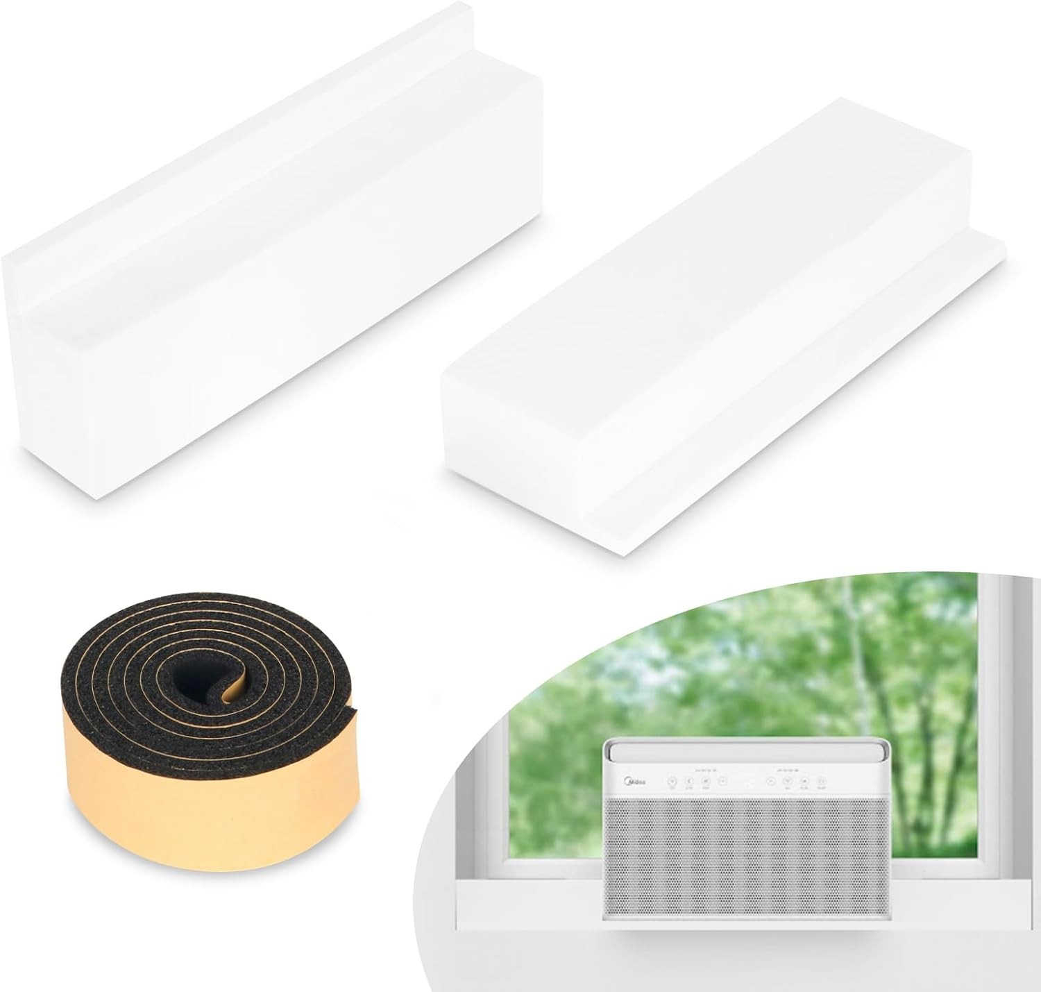 Insulation Foam Block 2 Pack, for U-Shape Window Air Conditioner Units with Foam