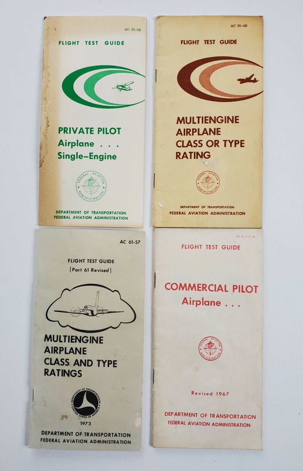 Vintage 1967-73 Pilot FLIGHT TEST GUIDES Lot of 4 Multiengine Private Commercial
