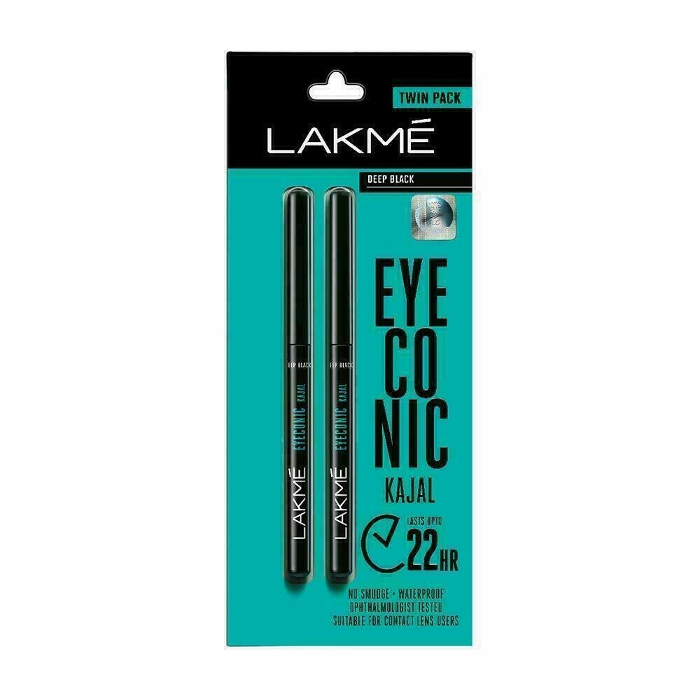 Lakme Eyeconic Kajal Twin Pack, Black, 0.35g with 0.35g shipping worldwide