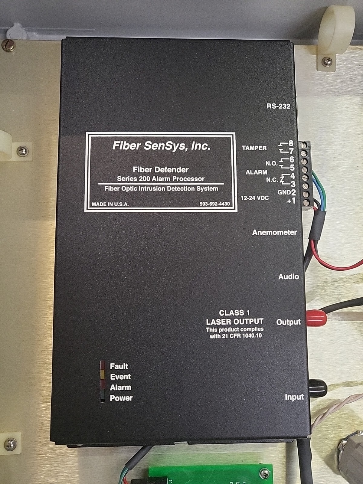 FIBER SENSYS DEFENDER SERIES 200 Perimeter ALARM PROCESSOR ENCLOSURE Box FD205