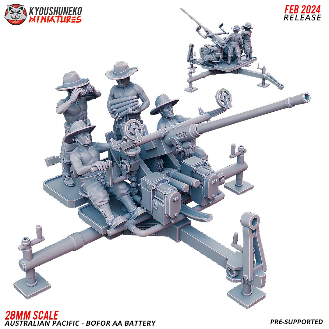 WW2 Autralian Pacific Bofors 40mm AA Battery - Resin Tabletop Miniature
