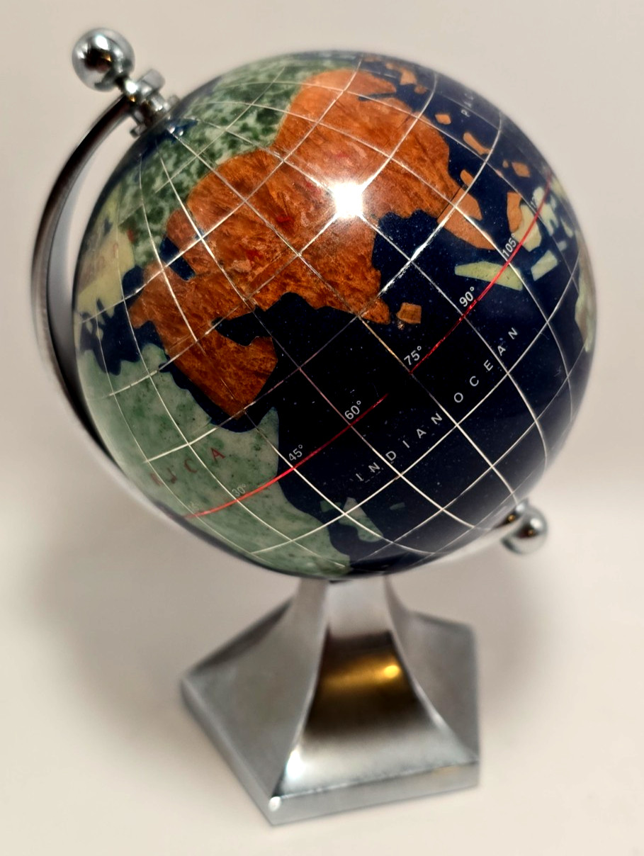 5.5" Gemstone World Desktop Globe Deep Blue With Silver Tone Base