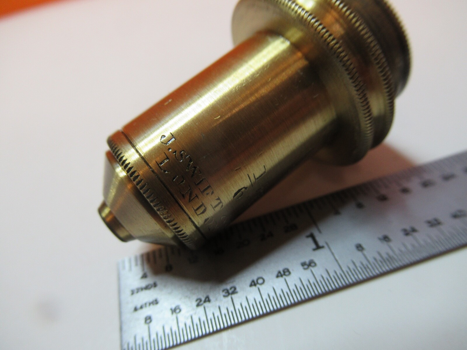 ANTIQUE BRASS OBJECTIVE SWIFT UK 1/6 MICROSCOPE PART AS PICTURED &16-B-25