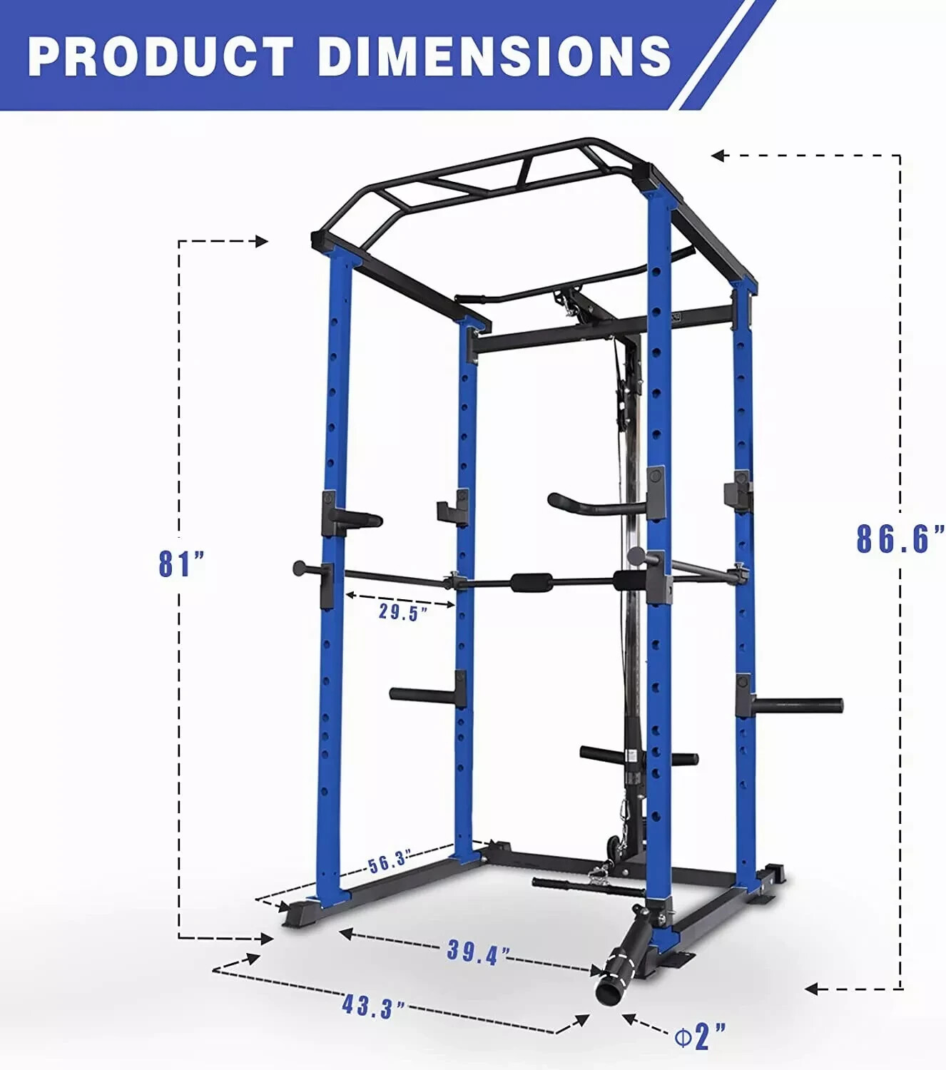 Multi functional Power Cage,Home Adjustable Pullup Squat Rack 1000Lbs Capacity