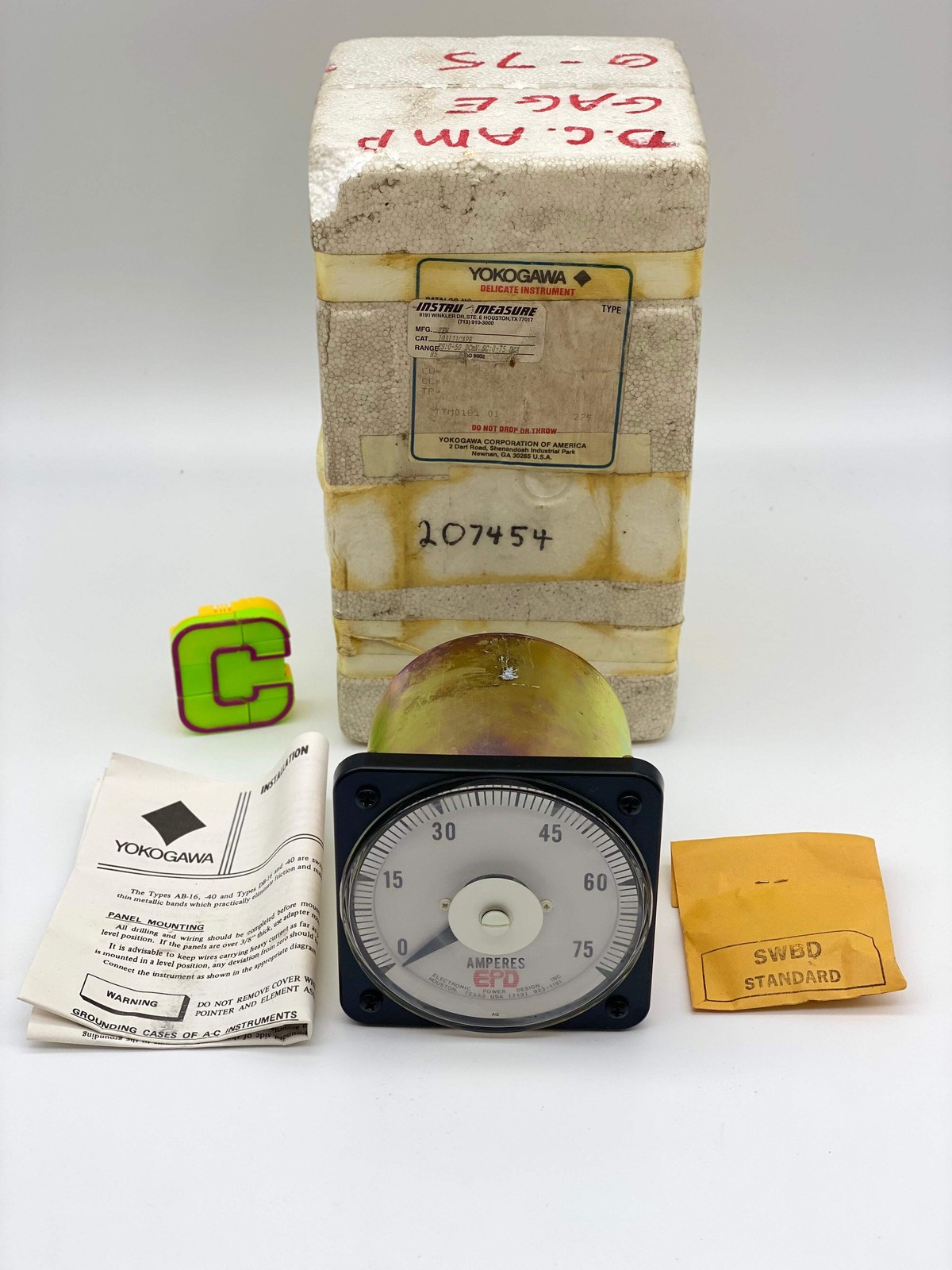Yokogawa DB40 Ammeter, Cat: 103111FAZZ7UAS, ES: 50 mVDC, 0-75 ADC, TWH0510-02 (O
