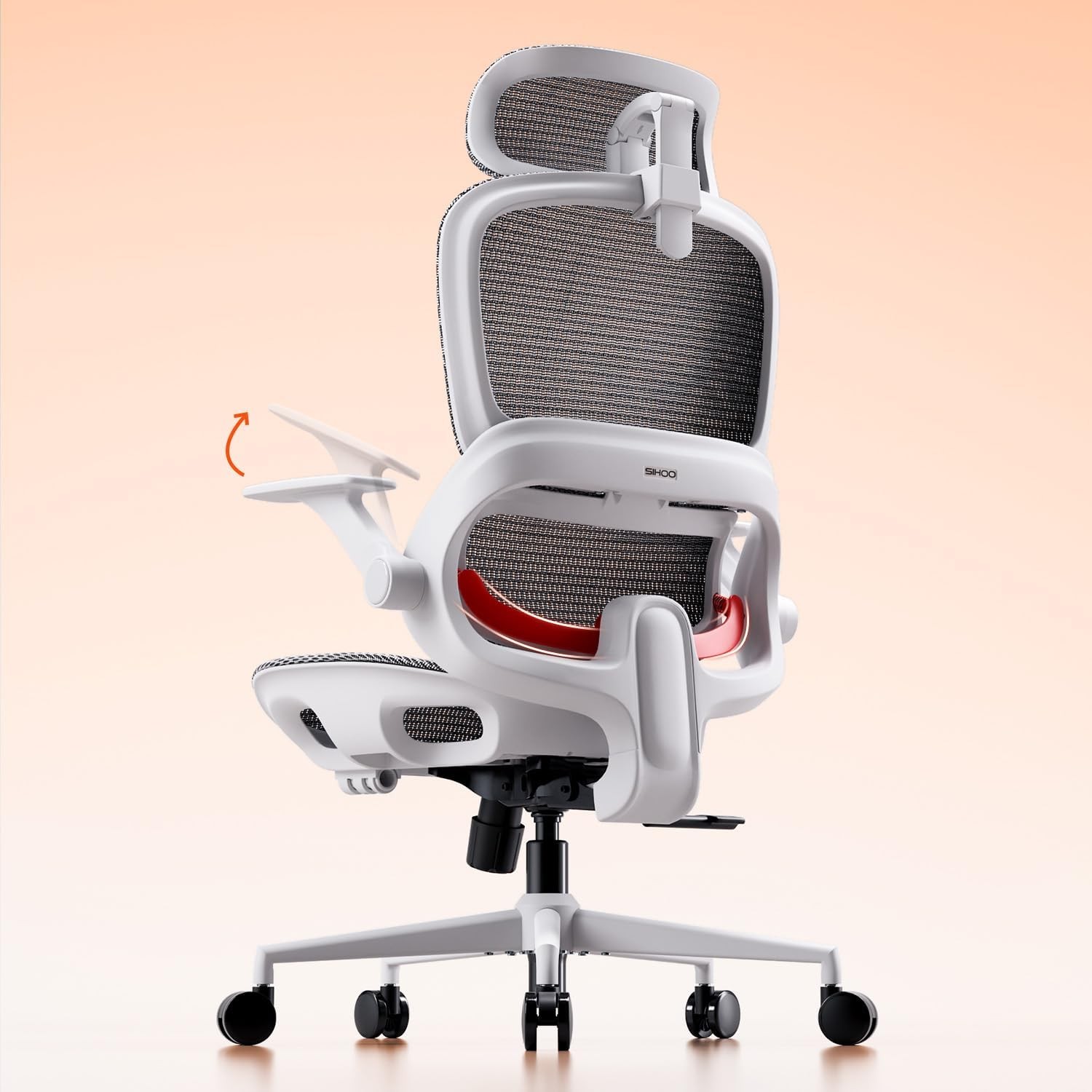 B100 Ergonomic Office Chair Grey Swivel Desk Chair with Lumbar Support