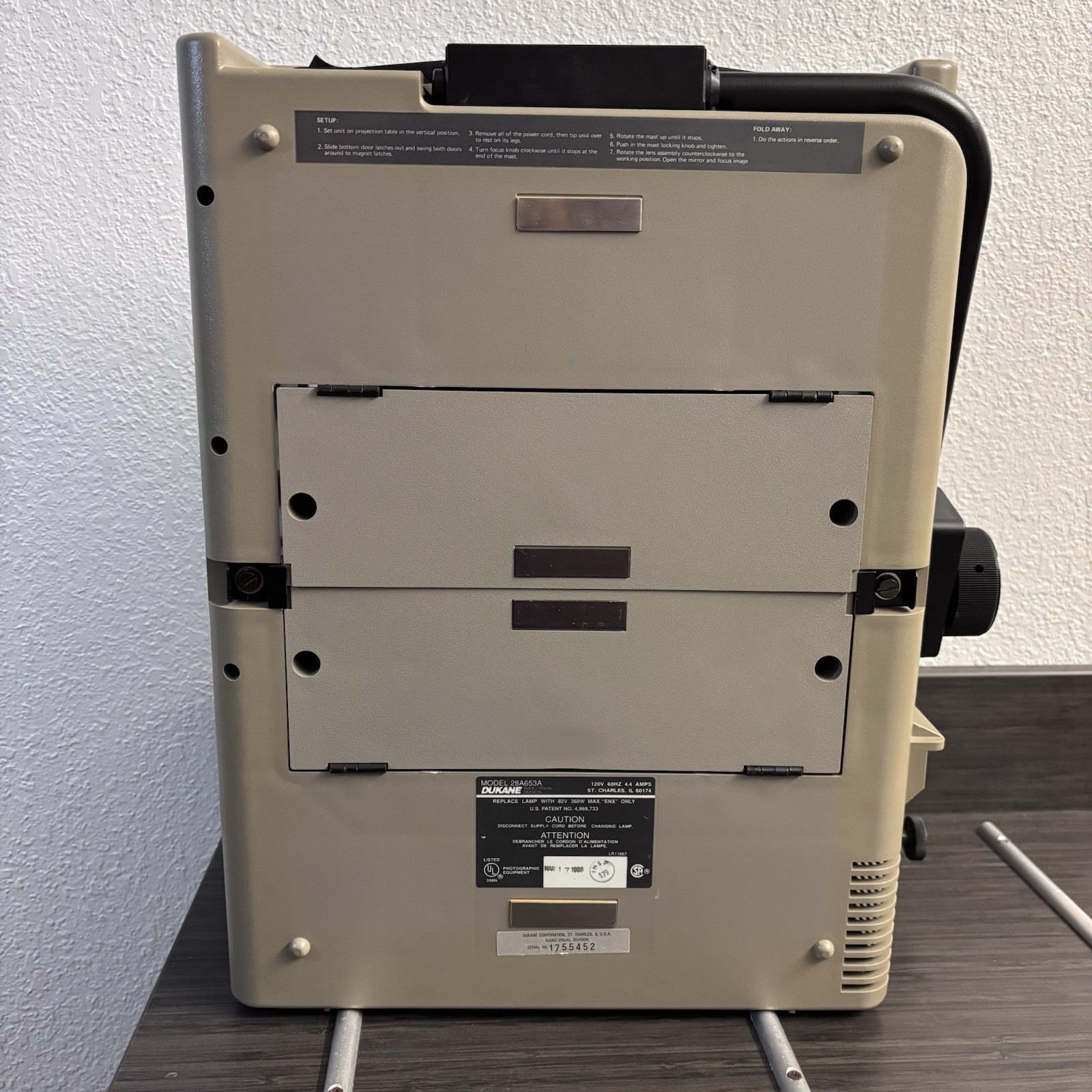 DUKANE 653 VINTAGE Overhead Transparency Projector MODEL: 28A653A