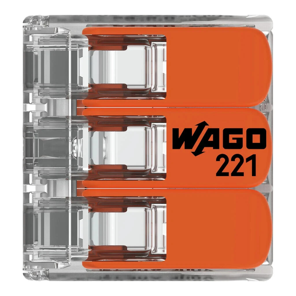 Wago 221-613 Lever-Nuts 10AWG 3 Conductor Compact Wire Connectors 30 PK
