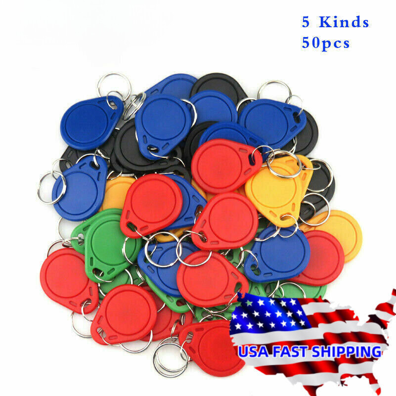 50Pcs RFID 125KHz Writable Rewrite T5577 Keyfobs Proximity Access Tags