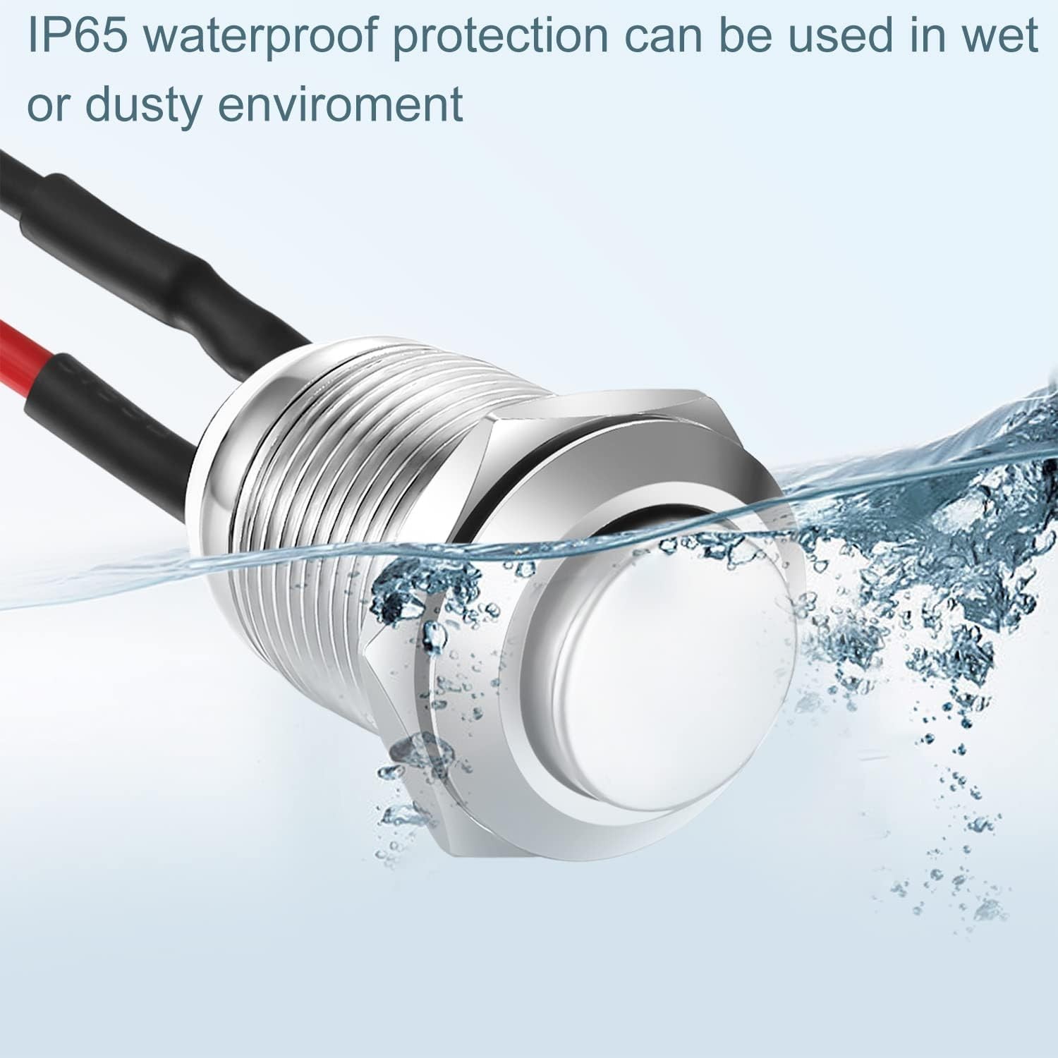 3 Pcs Latching Waterproof Push Button Switch, 12mm & Self-Locking Switches