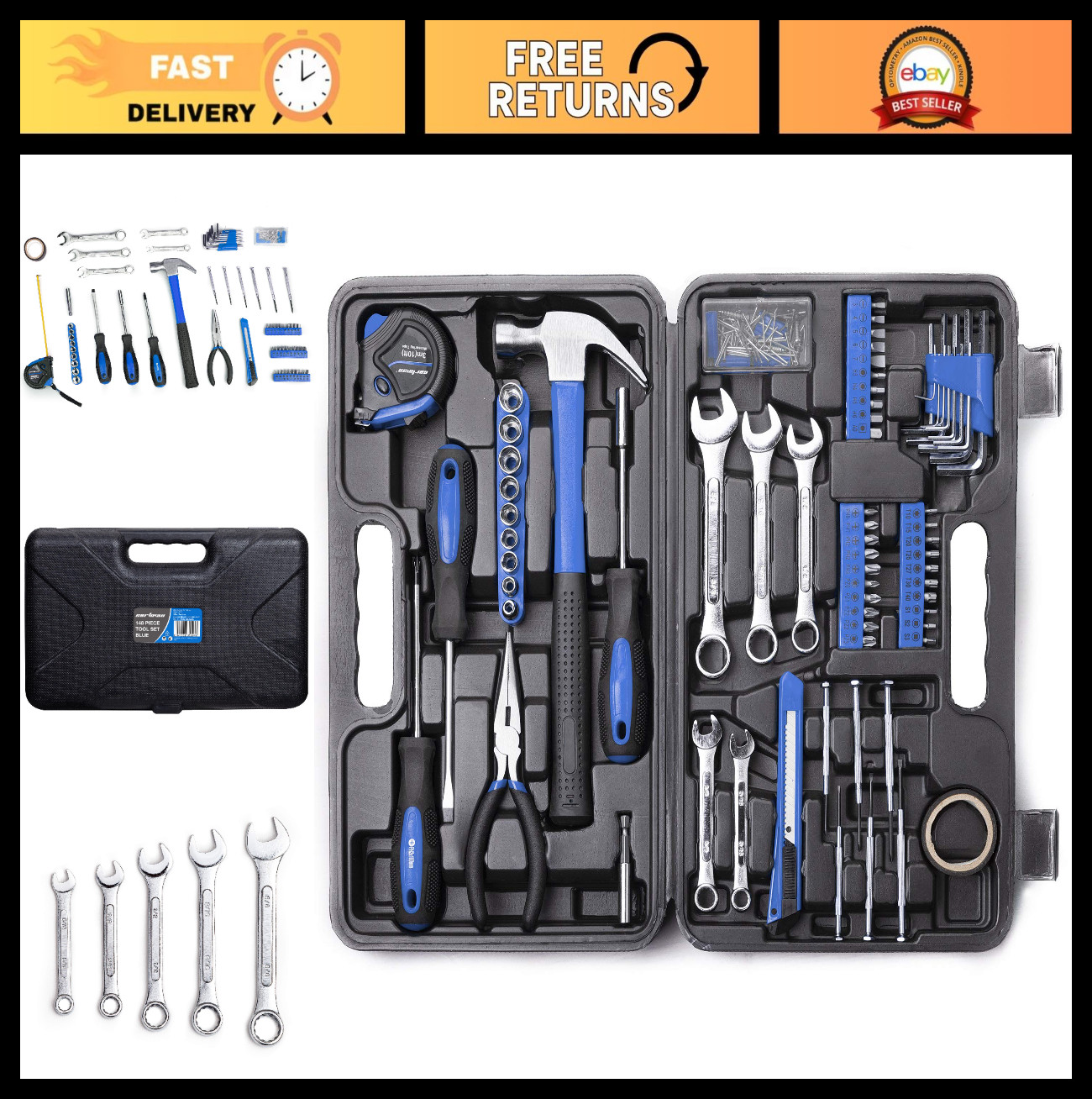 148-Piece Tool Set for Automotive & Household Repairs | Versatile DIY Kit in Mol