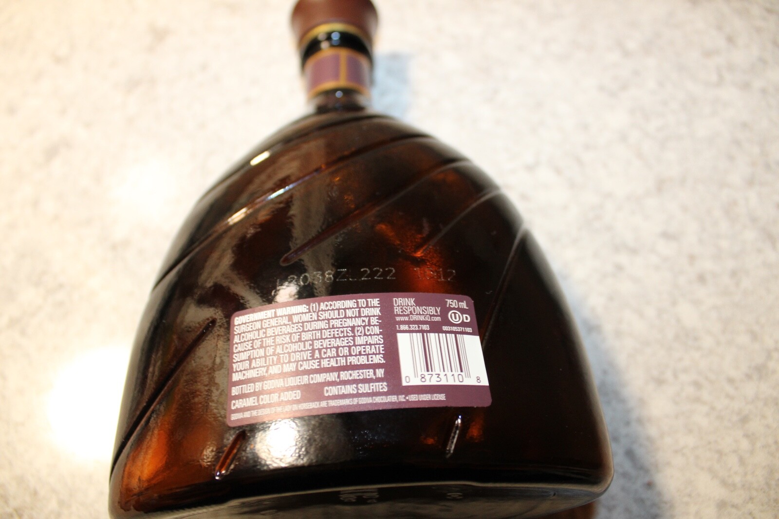 1 Empty 750 ML Godiva Chocolate Liqueur Bottle With Cap