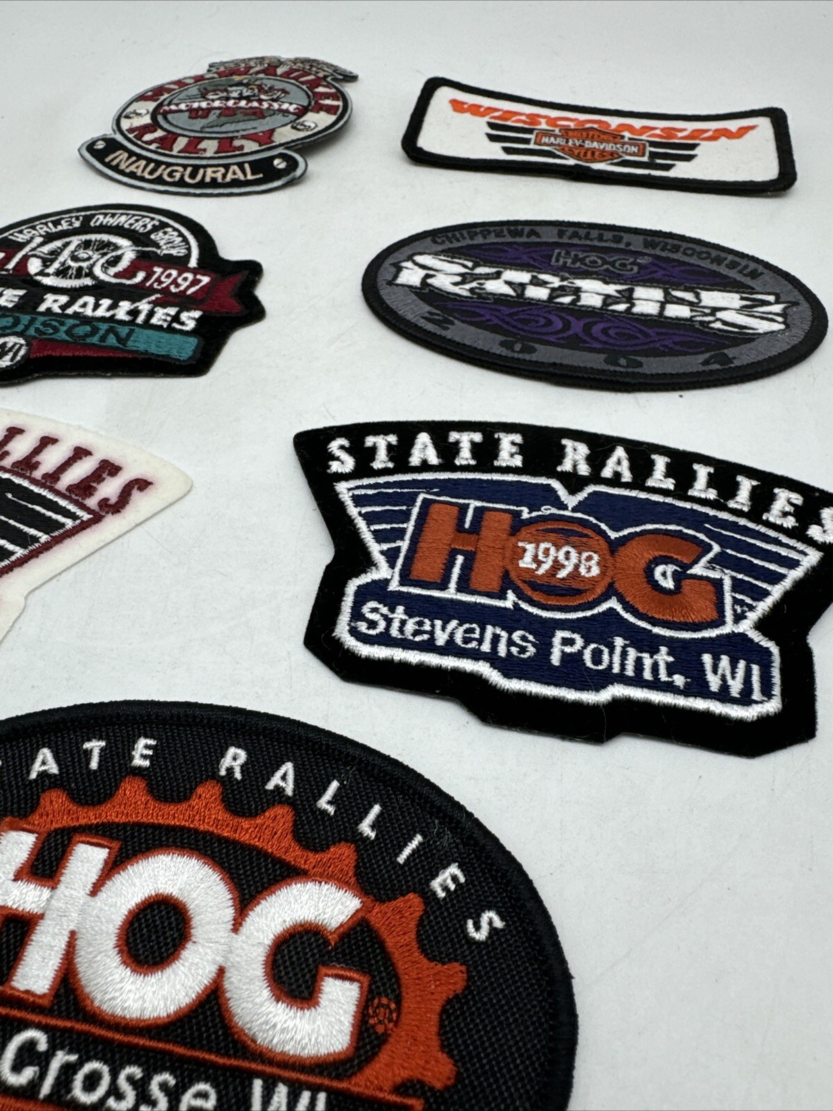 Harley Davidson Owners Lot of 7 Embroidered Patches Wisconsin Rallies HOG #P3