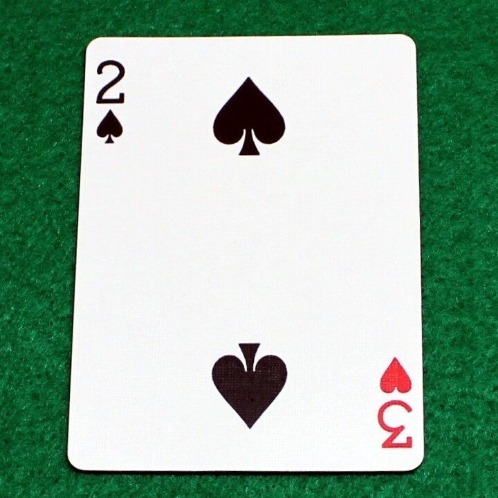 2 of Spades / 3 of Hearts - Mis-Indexed, Bicycle Printed Gaff Card, Red
