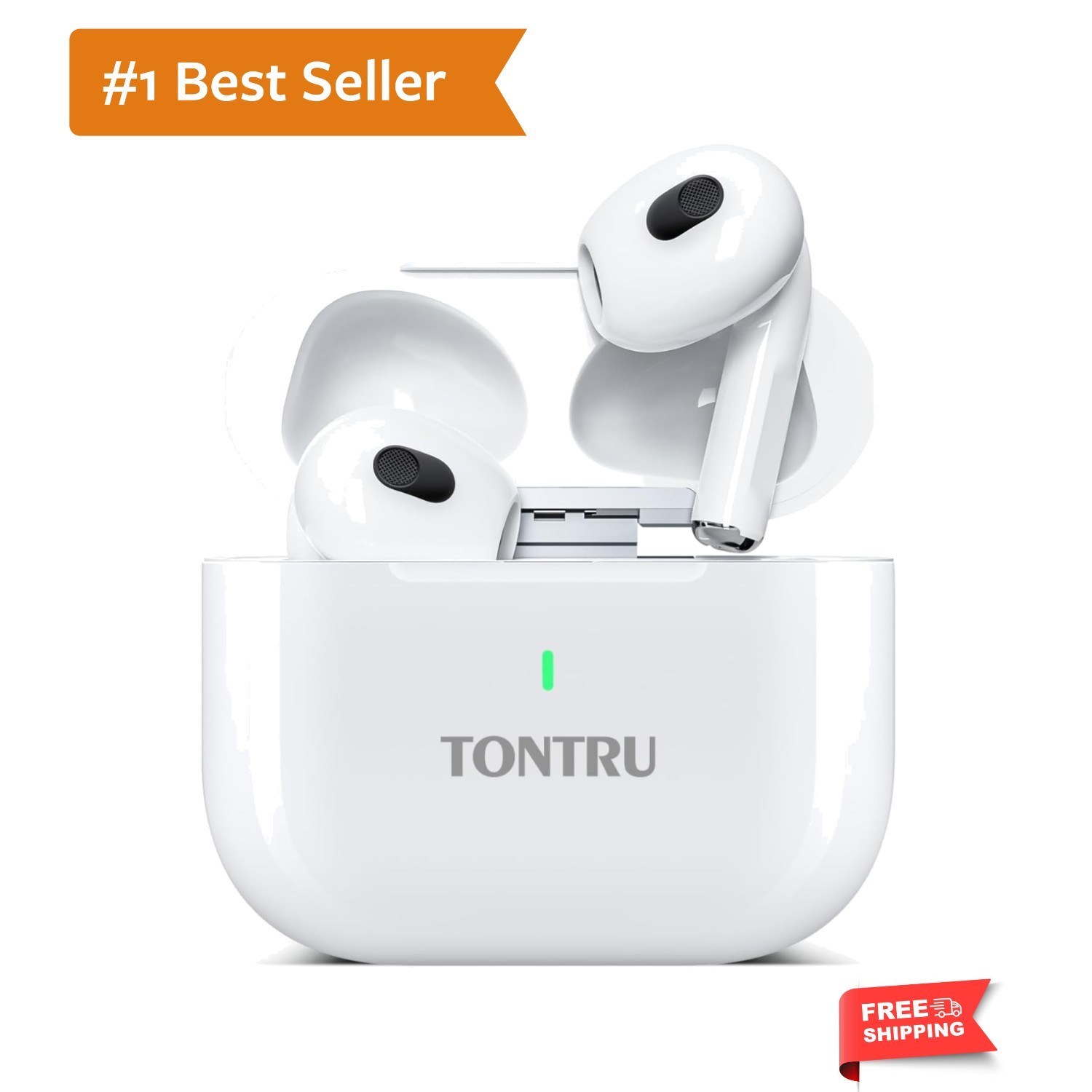Wireless Headphones, Bluetooth 5.3 Earbuds, Semi-in Ear with AI Noise Cancell...
