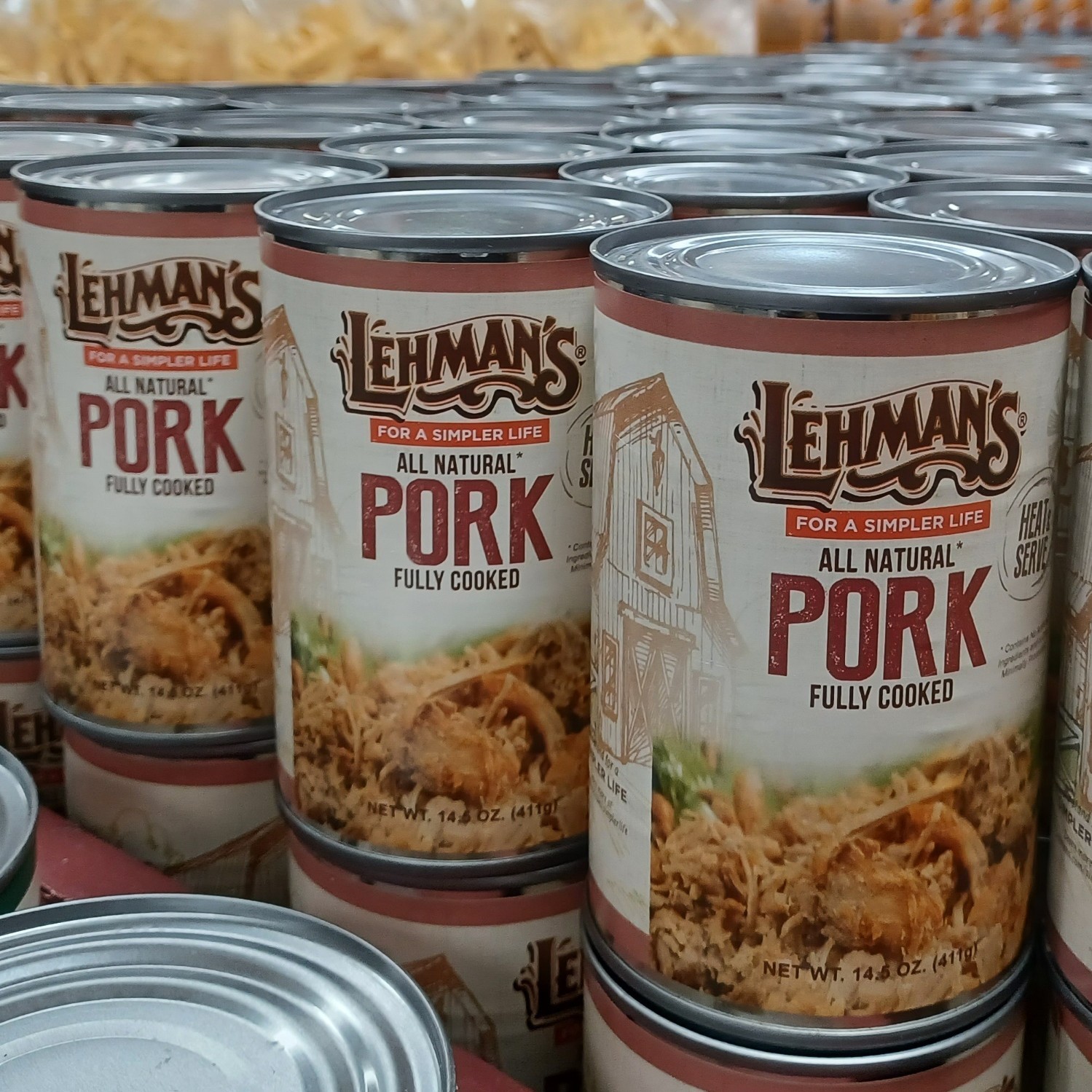 Lehman's All Natural Canned Meat, USA Made Ready to Eat 14.5 oz Case of 24, Pork