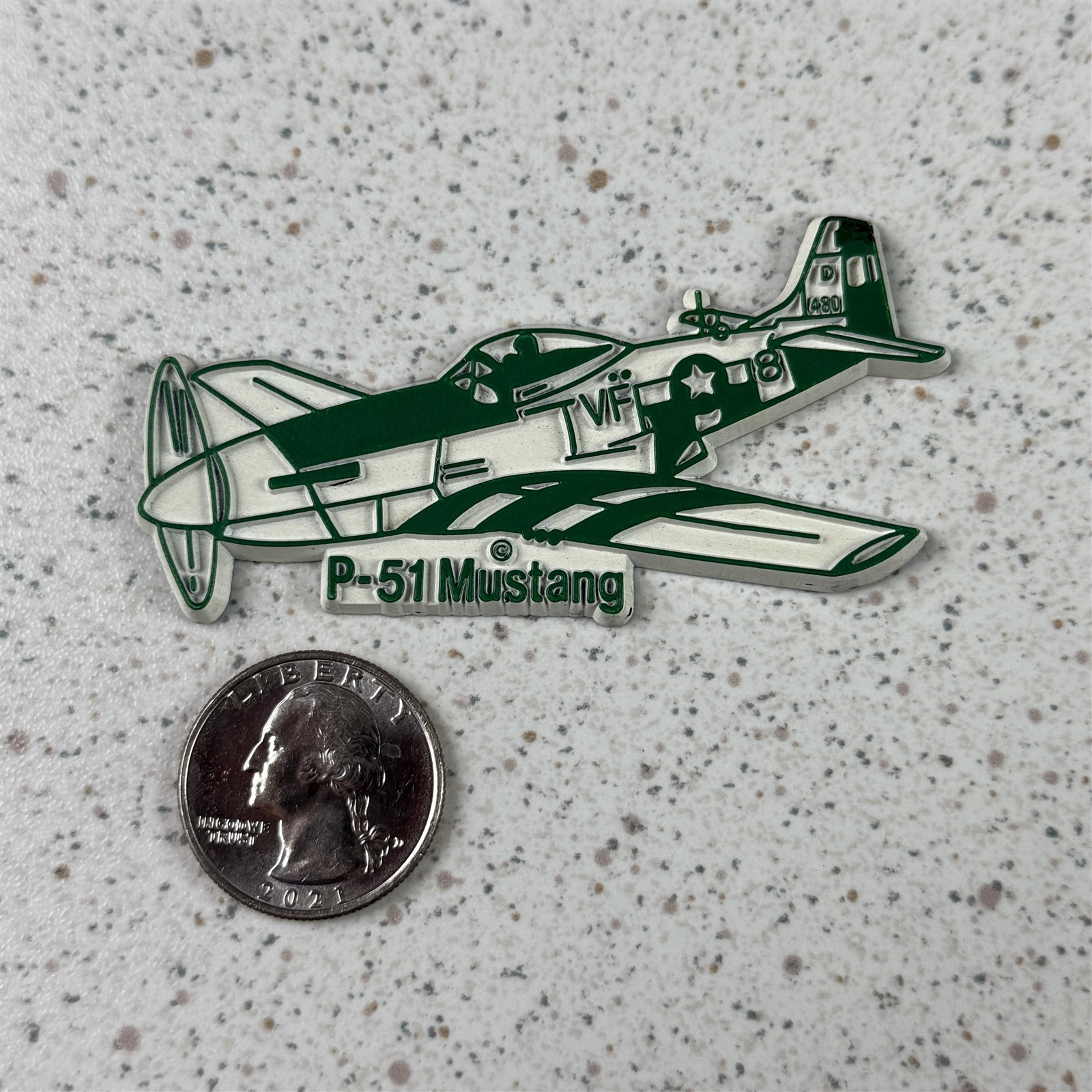 Vtg Action Packets P-51 Mustang Fighter Bomber Plane Rubber Fridge Magnet #53663
