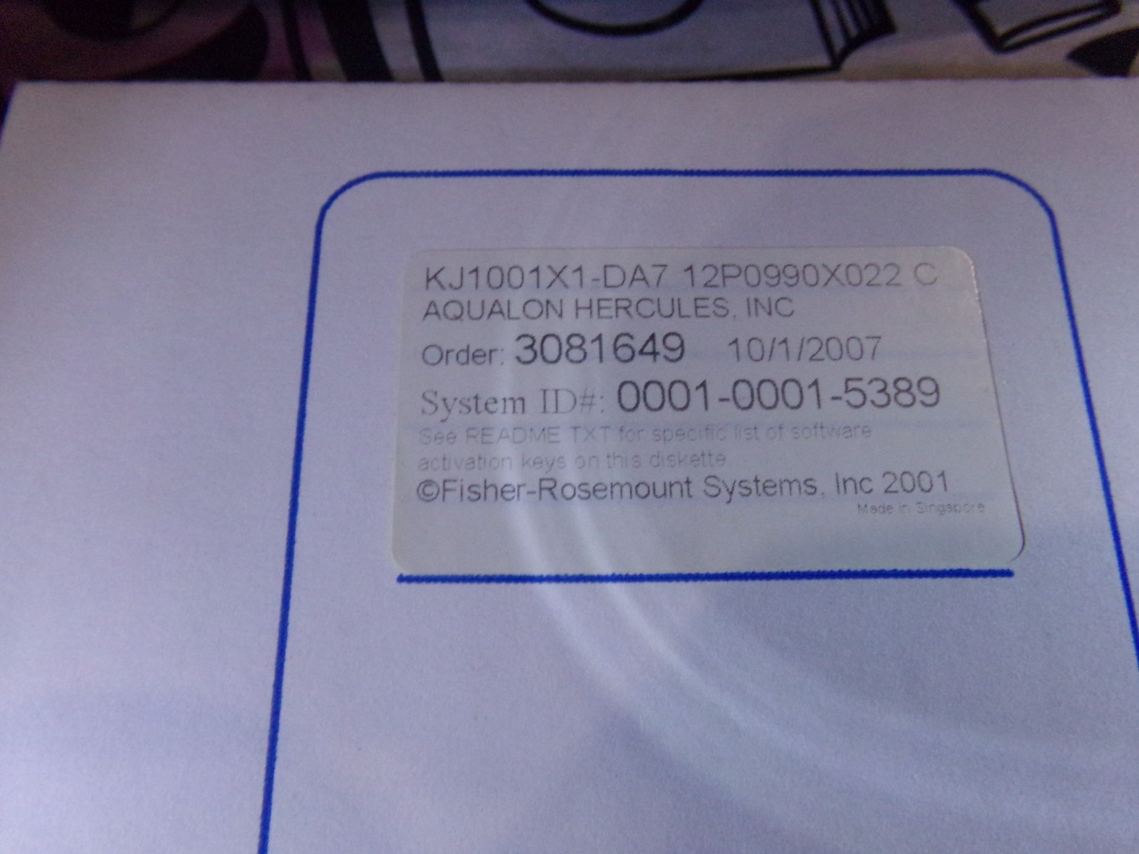 DELTAV SOFTWARE LICENSE KEYS 12P0990X022 C FISHER AQUALON (802)