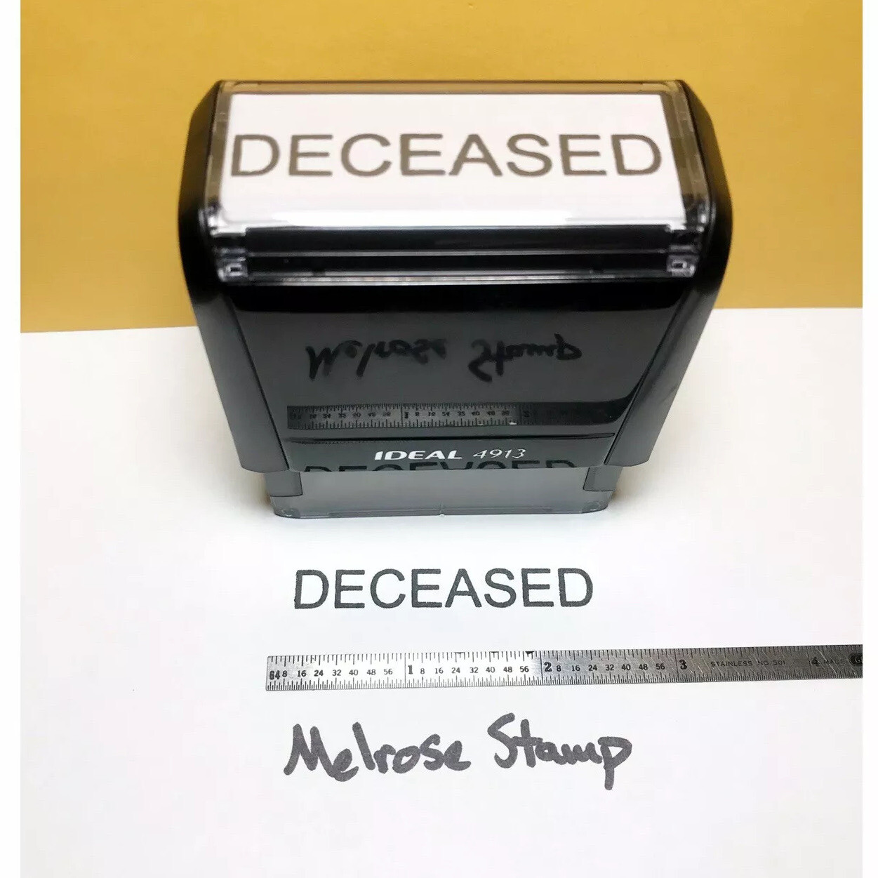 Deceased Rubber Stamp Black Ink Self Inking Ideal 4913