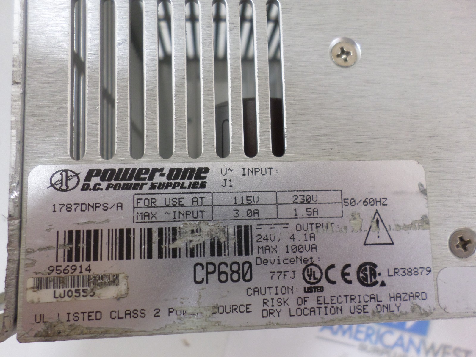Used PowerOne DC Power Supply 1787 DNPS 24 V DC