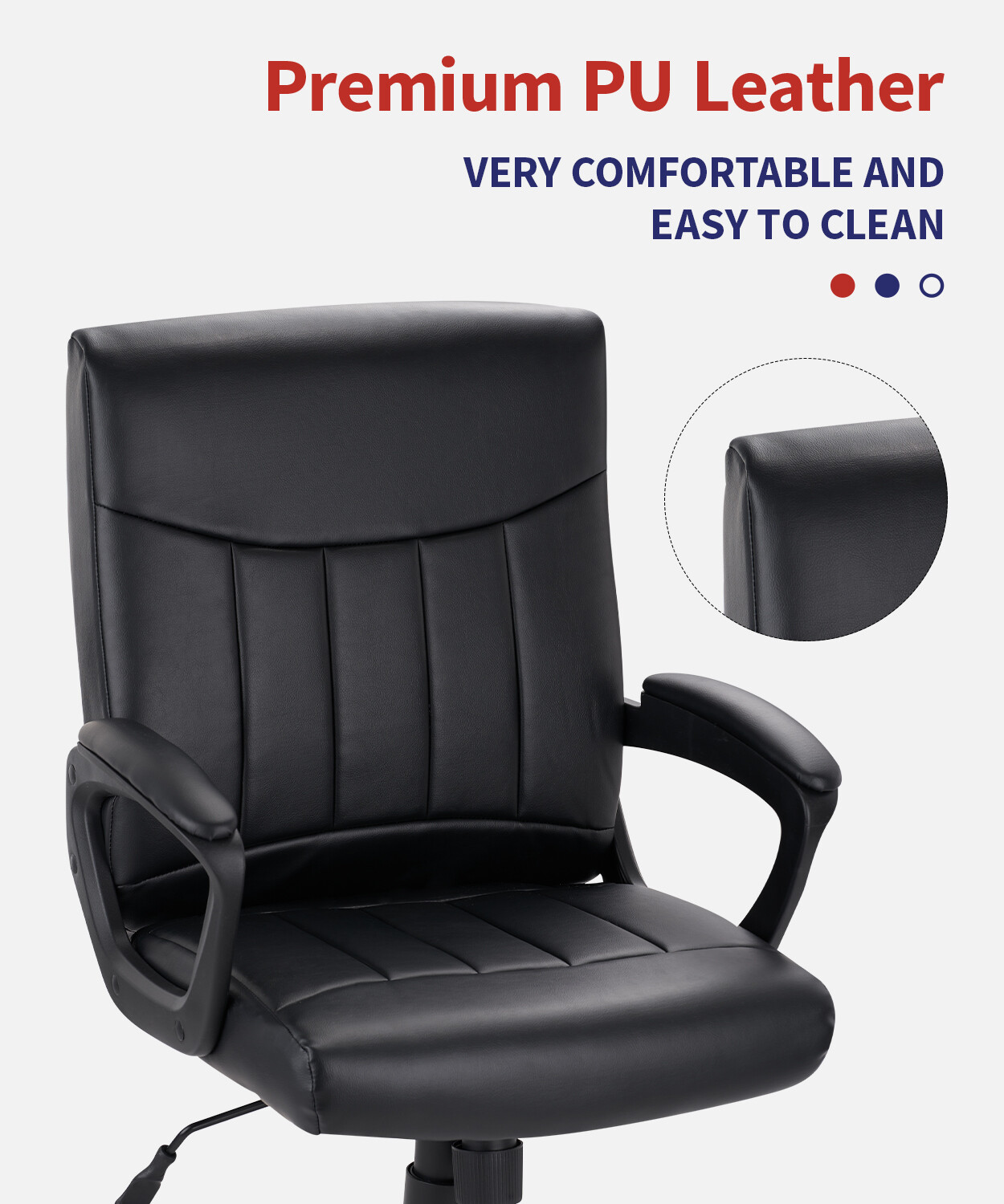 CLATINA Office Executive Chair Ergonomic Swivel PU Leather Armrest Computer Home