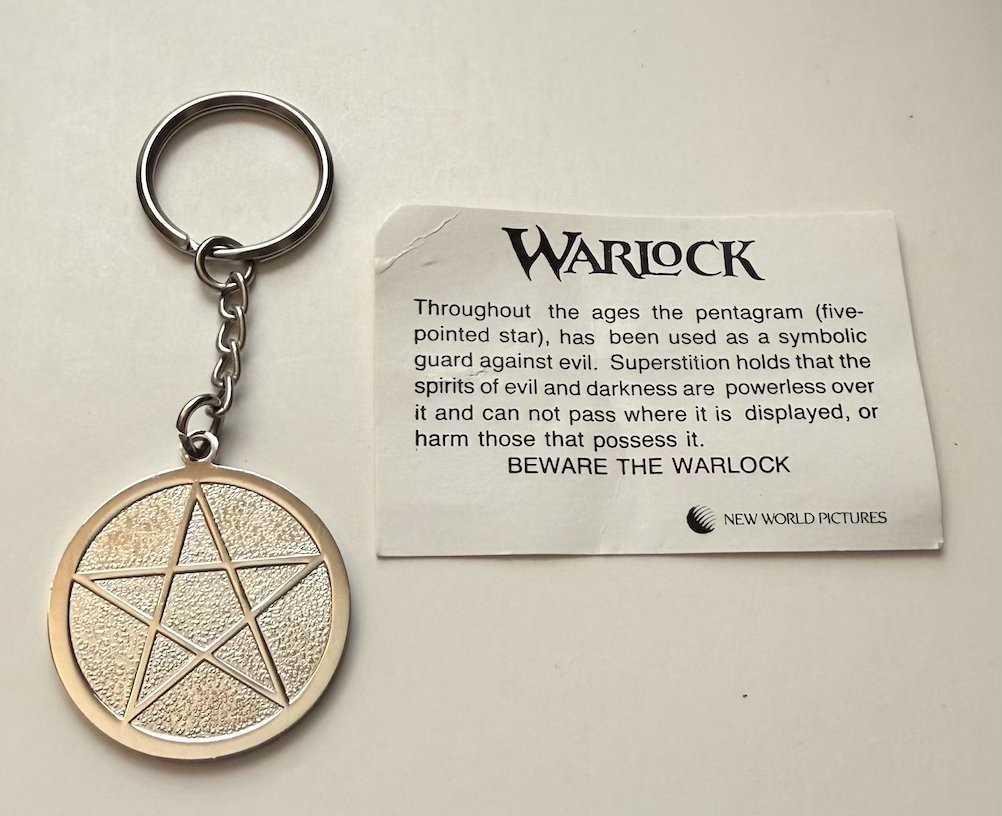 Warlock New World Pictures 1989 Promo Metal Keyring Keychain