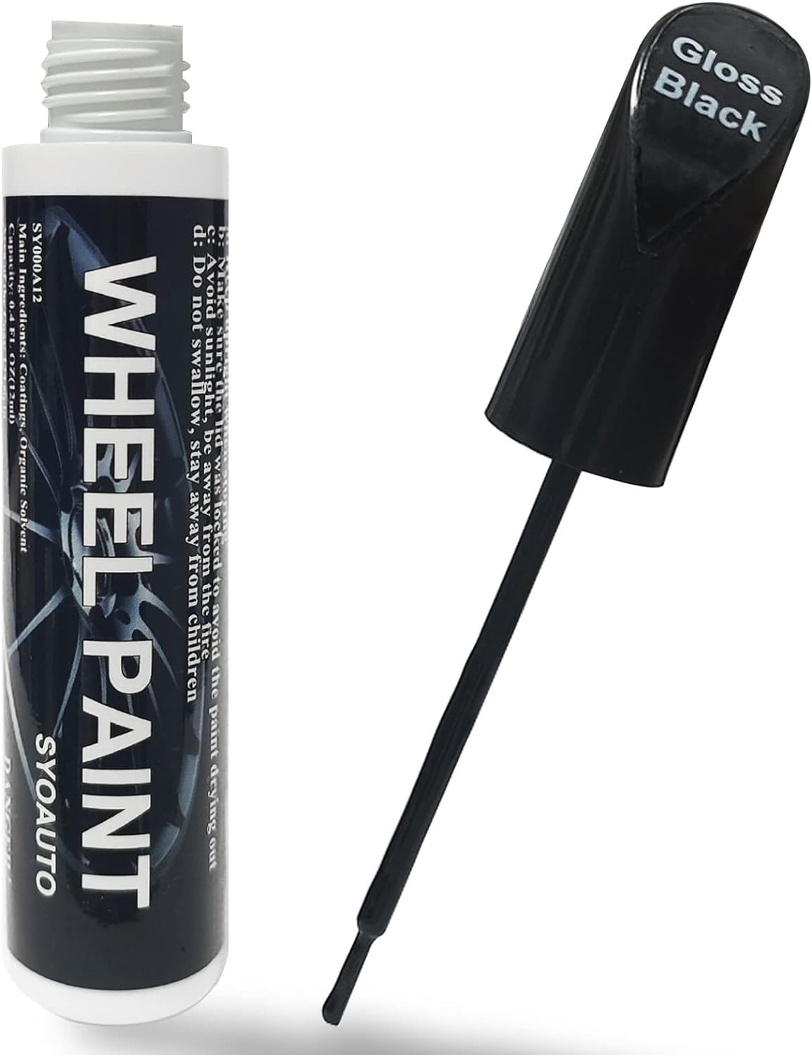 SYOAUTO Gloss Black Rim Touch Up Paint, Car 1 count (pack of 1),