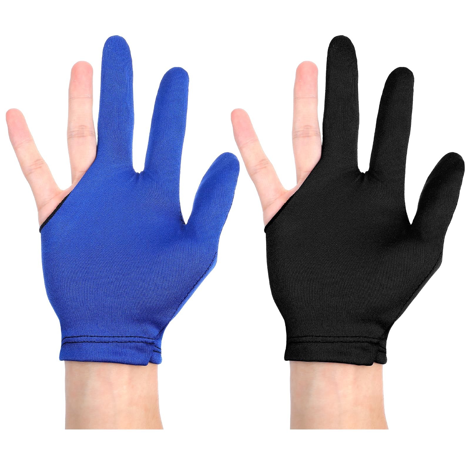 2 Pcs Billiards Glove, Breathable 3 Fingers Pool Gloves Universal Cue Nylon E...