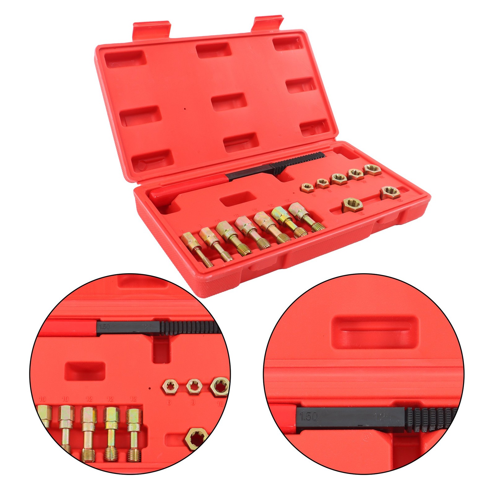 15-Piece Metric Thread Repair Tools Set Thread Restorer Set Rethreading Tool Kit