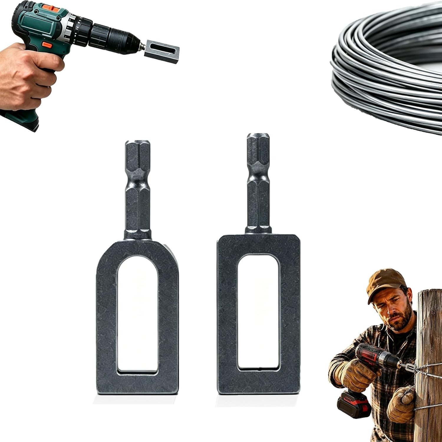 Heavy Duty Steel Wire Twister Tool for Drill 1/4" Hex Wire Twister Drill
