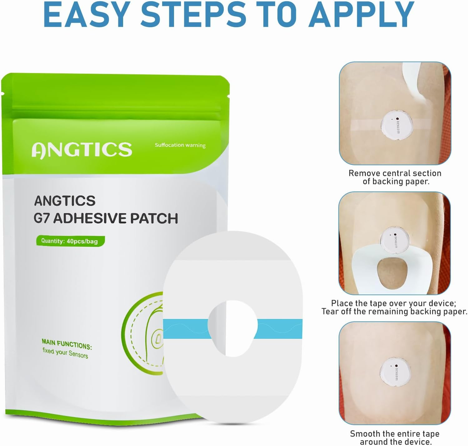 Dexcom G7 Adhesive Patches Waterproof, 40 Pack Clear Overpatch for Dexcom G7, Pr