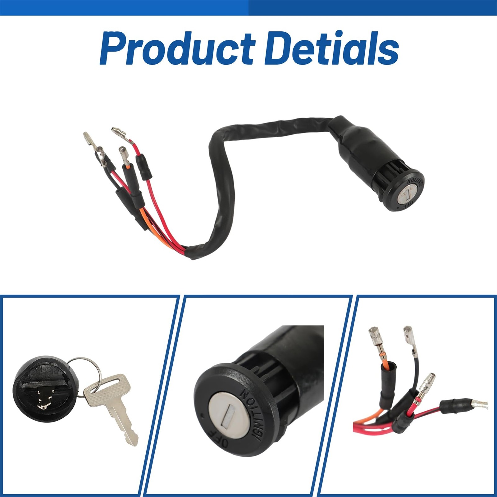 WFLNHB Ignition Switch with Key Replacement for Honda FourTrax 300 Black